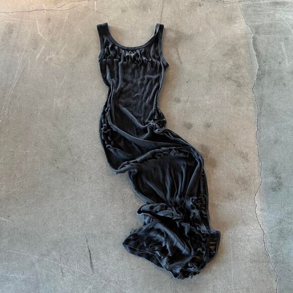 Maxi black shredded bodycon dress - Picture 1 of 4